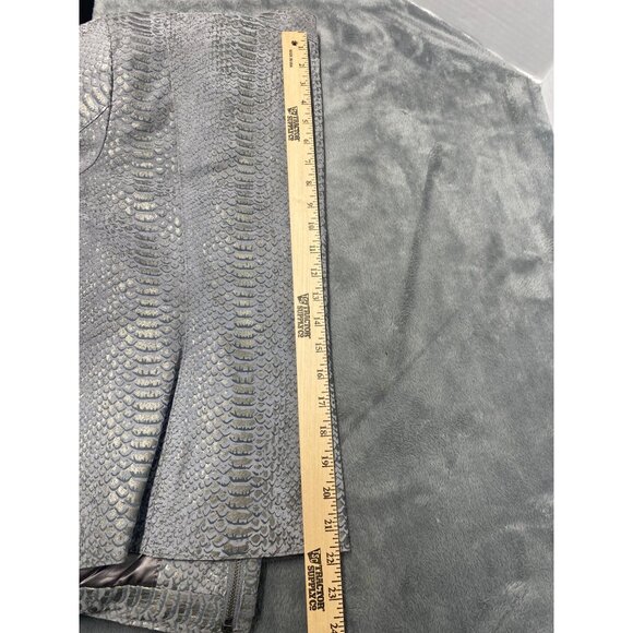 Pamela McCoy Leather Snakeskin print Gray Women’s Sz L shoulder pads - Picture 11 of 12